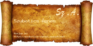 Szubotics Ágnes névjegykártya